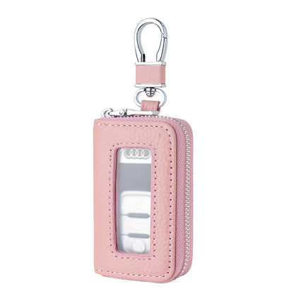 Leather Car Key Case with Viewing Window