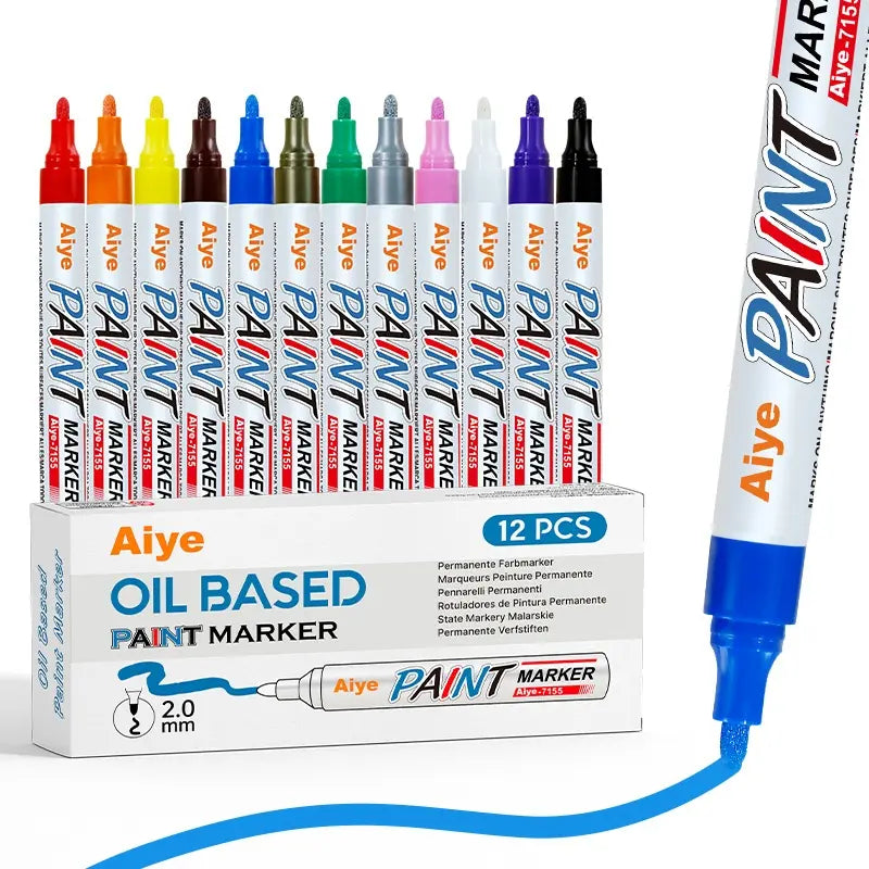 12 Colors Permanent Paint Marker Set Waterproof, Quick-Dry & Multi-Surface Use