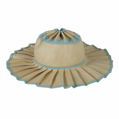 Women's Pleated Wide Brim Sun Hat – Foldable, UPF 50+ & Ponytail-Friendly