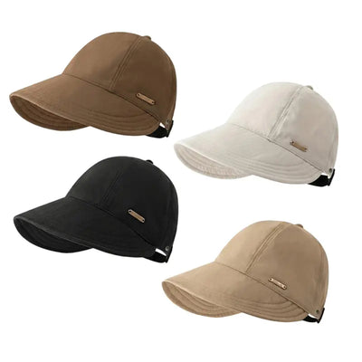 Wide-Brim Ponytail Sun Hat