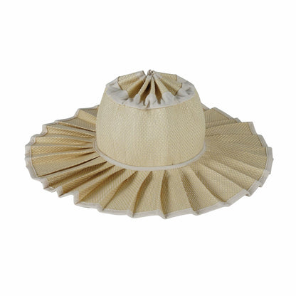 Women's Pleated Wide Brim Sun Hat – Foldable, UPF 50+ & Ponytail-Friendly