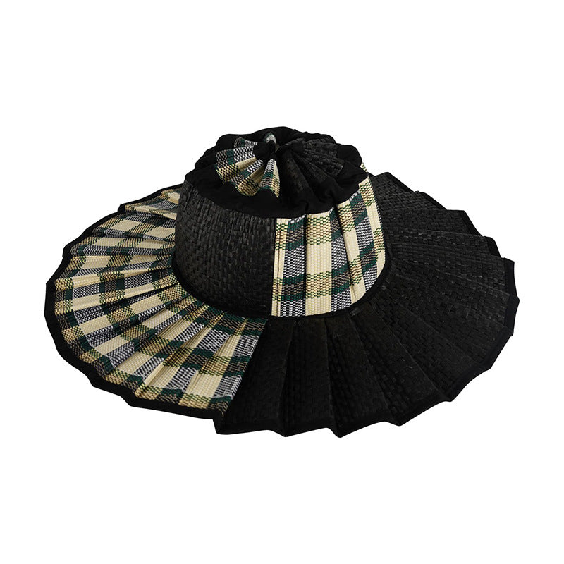 Women's Pleated Wide Brim Sun Hat – Foldable, UPF 50+ & Ponytail-Friendly