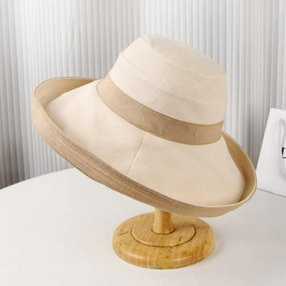 Women's Reversible Cotton Linen Wide Brim Sun Hat for Beach & Travel