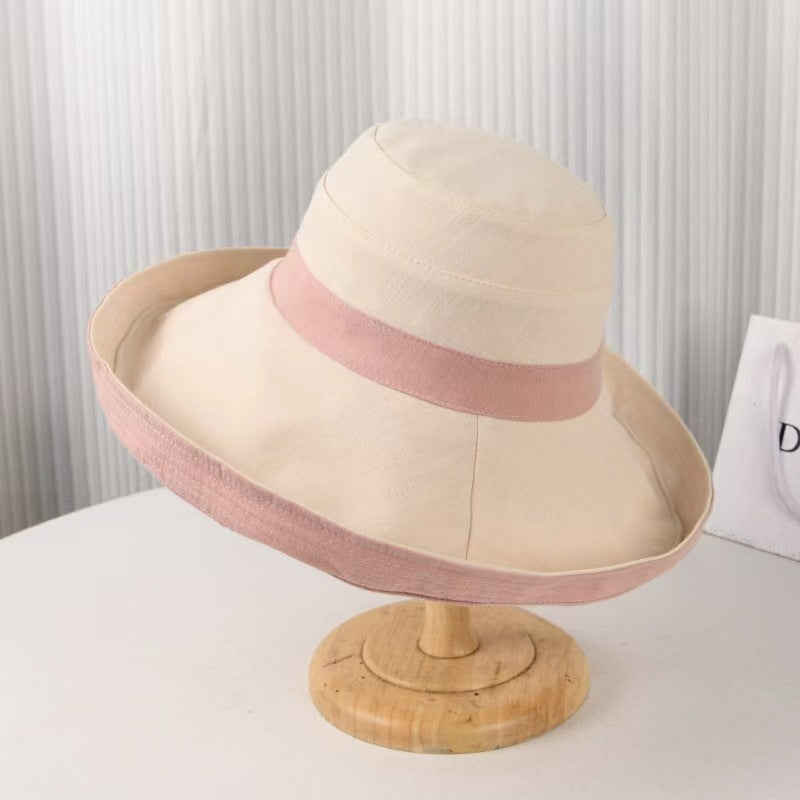 Women's Reversible Cotton Linen Wide Brim Sun Hat for Beach & Travel