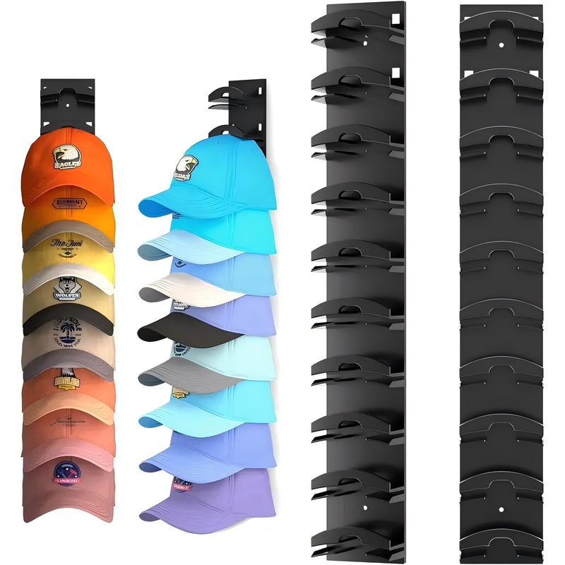 10-Cap Hat Storage Rack, Adhesive or Nail-Mount Wall Organizer