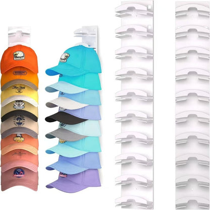 10-Cap Hat Storage Rack, Adhesive or Nail-Mount Wall Organizer