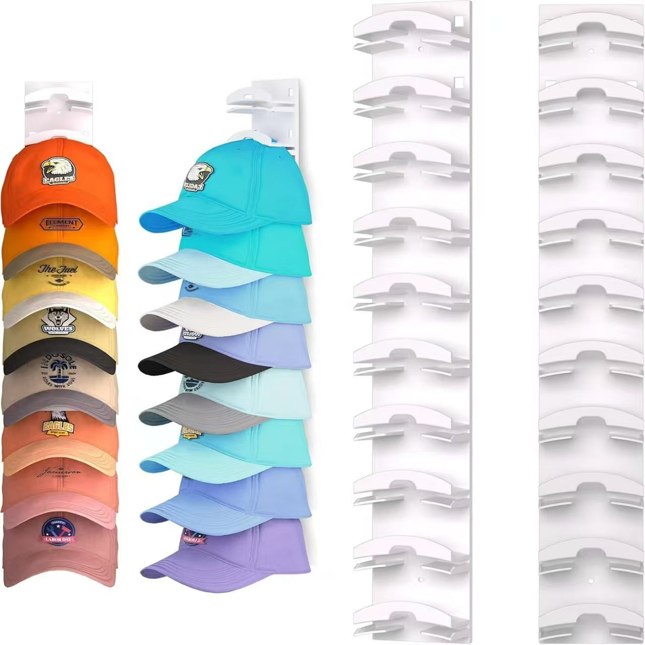 10-Cap Hat Storage Rack, Adhesive or Nail-Mount Wall Organizer
