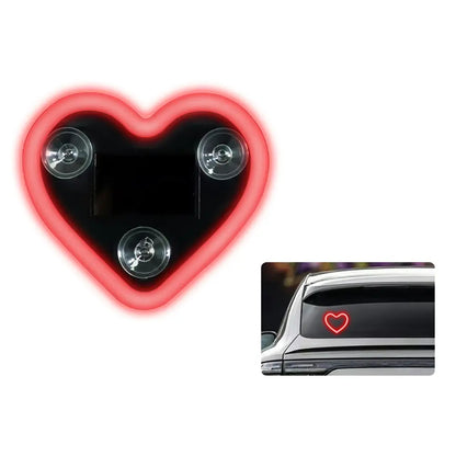 Solar Heart LED Car Window Light – Wireless Neon Ambient Décor