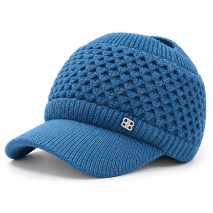 ✨ Hair Up, Stay Cozy | Women's Knit Ponytail Visor Beanie