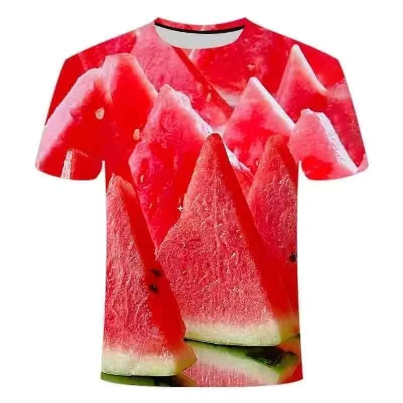 3D Watermelon Print Unisex Summer Casual Graphic T-Shirt