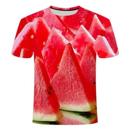 3D Watermelon Print Unisex Summer Casual Graphic T-Shirt