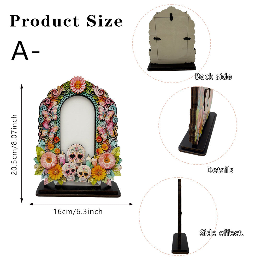 Sugar Skull Day of the Dead Wooden Photo Frame