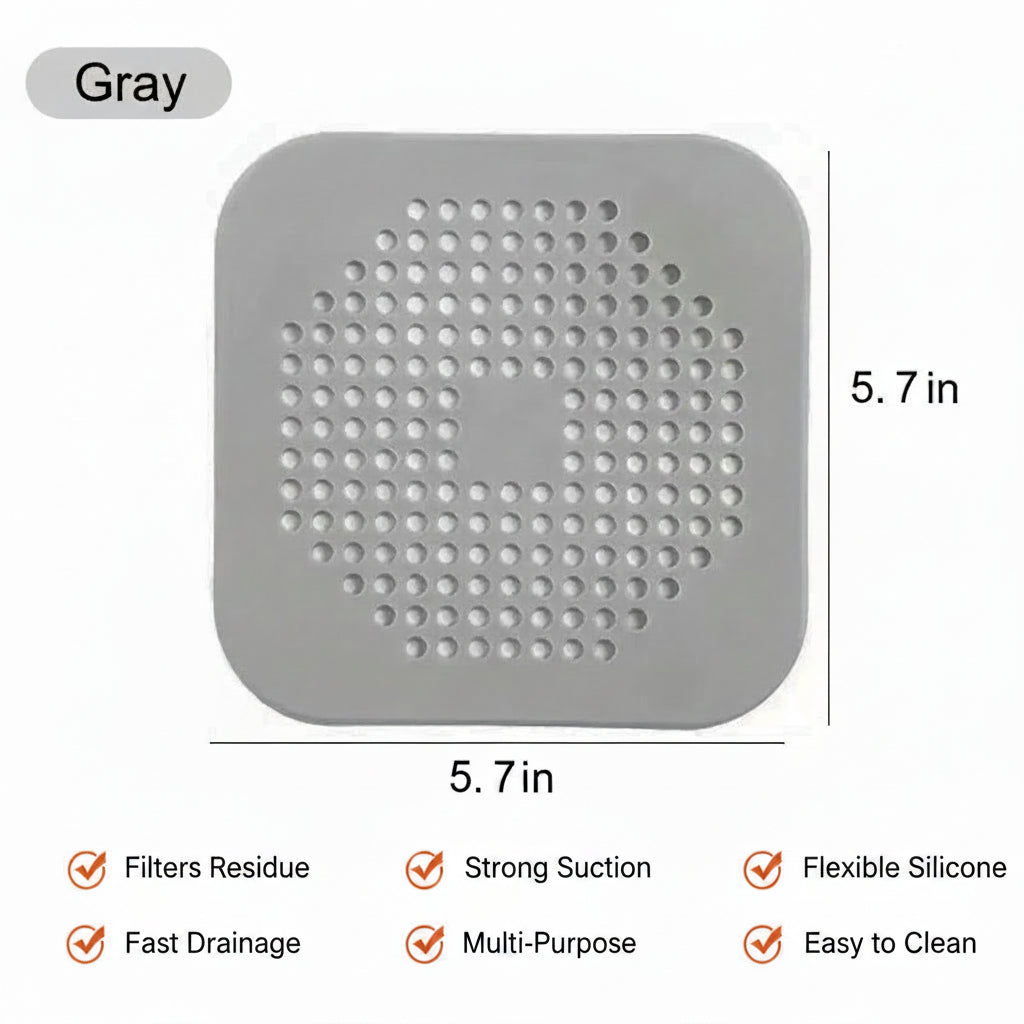 Square Silicone Hair Catcher Sink Drain Strainer Cover