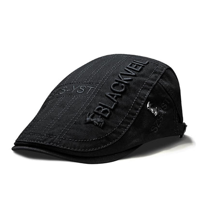 Embroidered Adjustable Flat Cap for Men