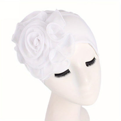 Women's 3D Floral Turban Hat – Elegant Head Cover