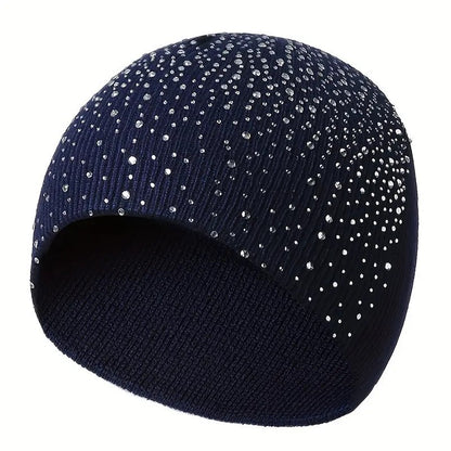 Women's Rhinestone Knit Beanie | Sparkly Winter Hat