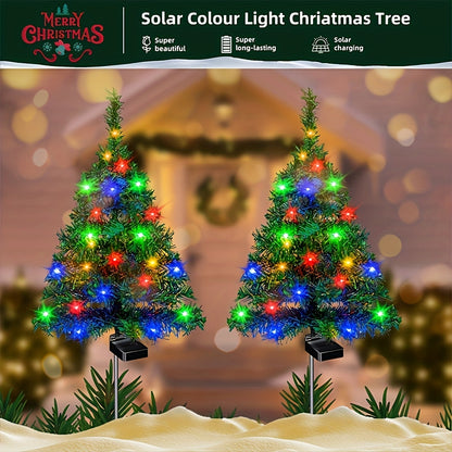 🎄 Solar LED Christmas Tree Stake Lights | Festive Outdoor Yard Decor