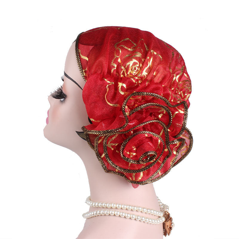🌹Rose Floral Turban Cap | Pre-Styled Flower Headwrap