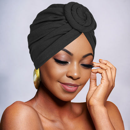 🌹 Pre-Tied Rosette Turban Cap | Effortless Headwrap Style