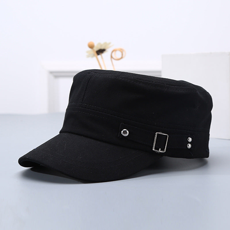 Adjustable Cotton Military Cadet Cap Flat Top Sun Hat for Men Women