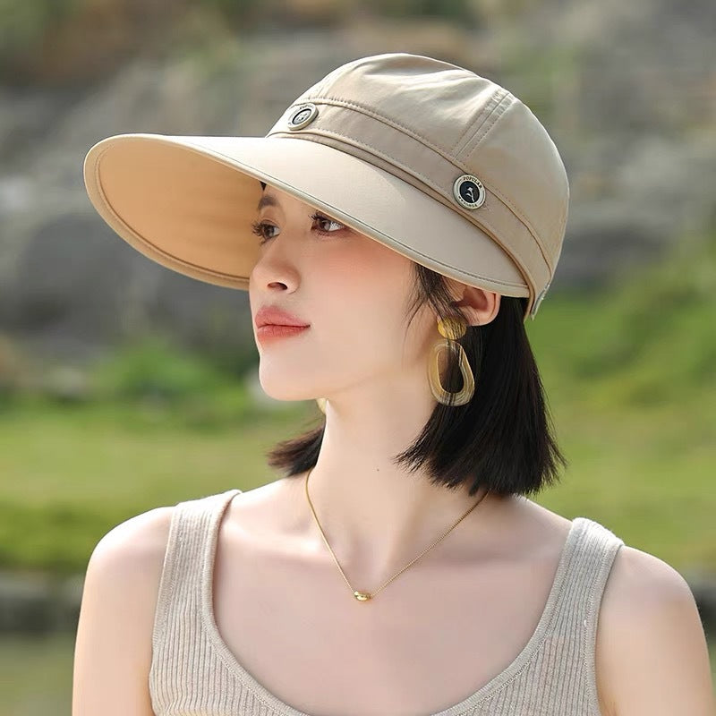 Women's Wide-Brim 2-in-1 Convertible Sun Hat — Cap & Visor.