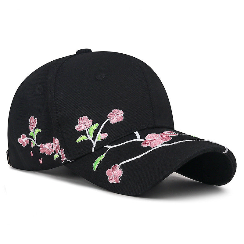 Chinese-Inspired Plum Blossom Embroidered Baseball Cap