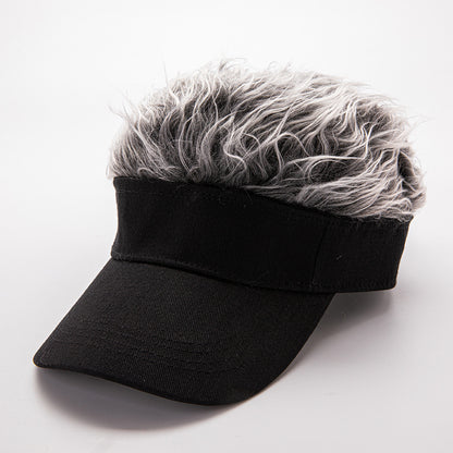 😂 Funny Wig Visor Hat – Spiky Faux Hair Golf Visor & Gag Gift