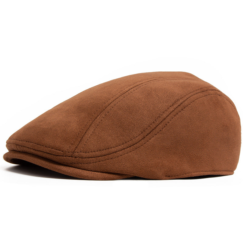 Men's Vintage Suede-Look Flat Cap – Classic Ivy Hat for Fall & Winter