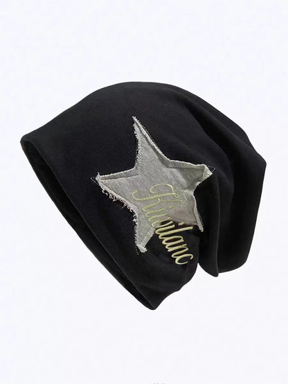 Women's Slouchy Star Patch Beanie | Vintage Cotton Hat