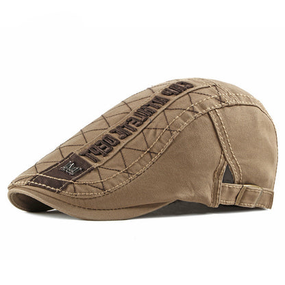 Washed Cotton Vintage Flat Cap — Adjustable Fit.