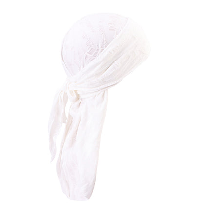 Retro Distressed Tie-Back Head Wrap – Vintage Ripped Long Tail Headscarf