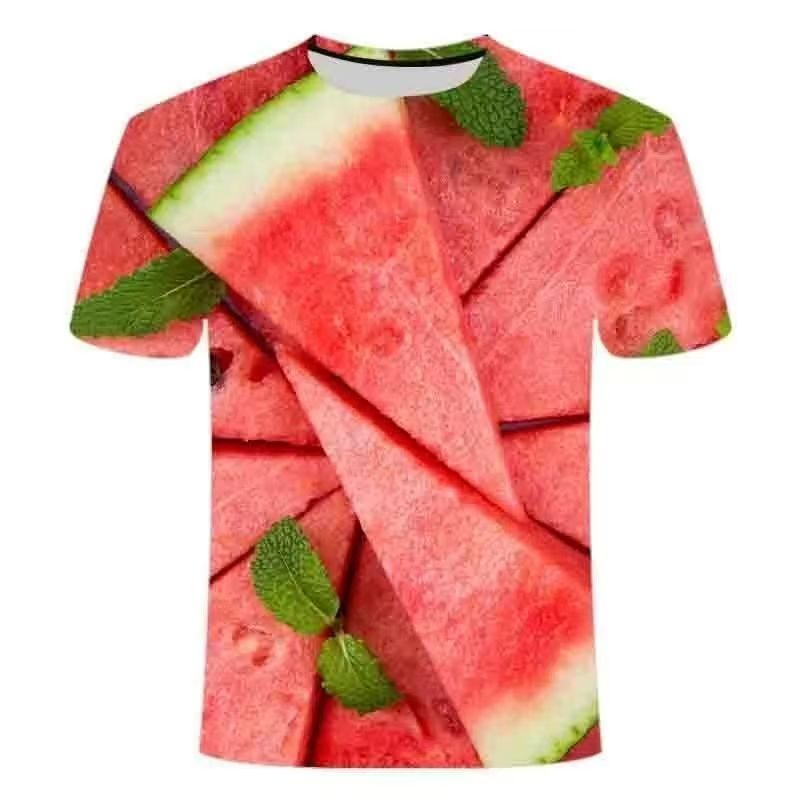 3D Watermelon Print Unisex Summer Casual Graphic T-Shirt