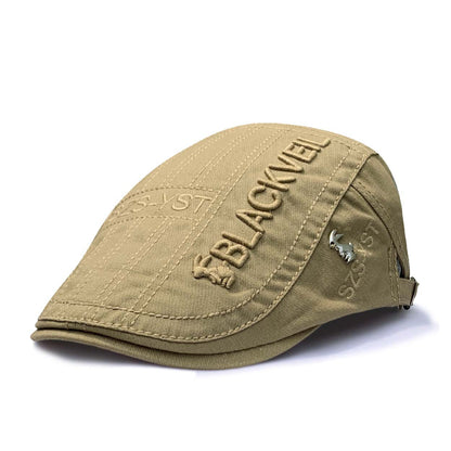 Embroidered Adjustable Flat Cap for Men