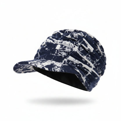 Floral Ruched Turban Cap— Full Coverage, Curved Brim, Multiple Prints