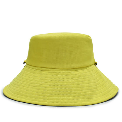 Wide Brim Sun Bucket Hat Adjustable Drawstring UV Protection Outdoor Beach Fishing Hat