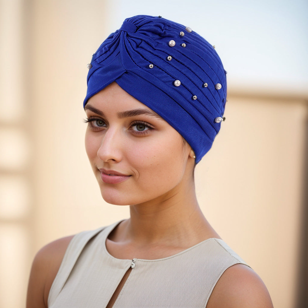 Pearl Pleated Pre-Tied Turban Hat — 8 Colors