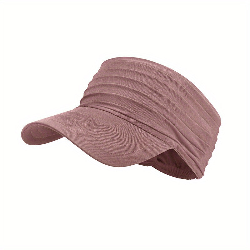 Open-Top Sports Visor Hat – Pleated Ponytail-Friendly Sun Visor