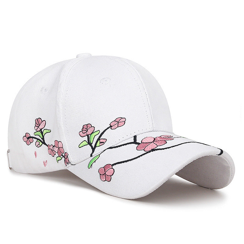 Chinese-Inspired Plum Blossom Embroidered Baseball Cap