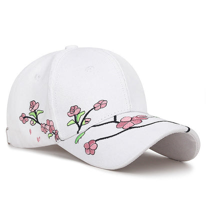 Chinese-Inspired Plum Blossom Embroidered Baseball Cap