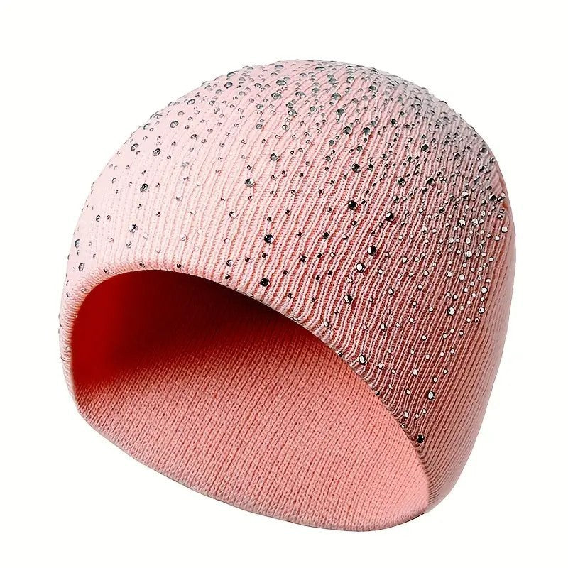 Women's Rhinestone Knit Beanie | Sparkly Winter Hat