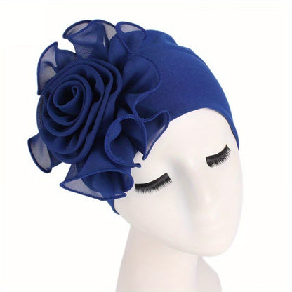 Women's 3D Floral Turban Hat – Elegant Head Cover