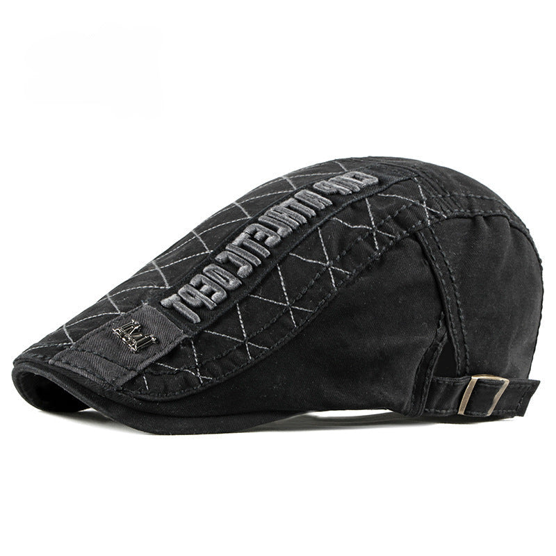 Washed Cotton Vintage Flat Cap — Adjustable Fit.