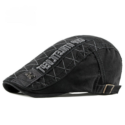 Washed Cotton Vintage Flat Cap — Adjustable Fit.