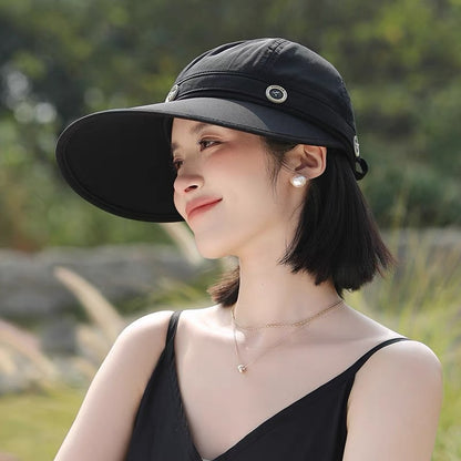 Women's Wide-Brim 2-in-1 Convertible Sun Hat — Cap & Visor.