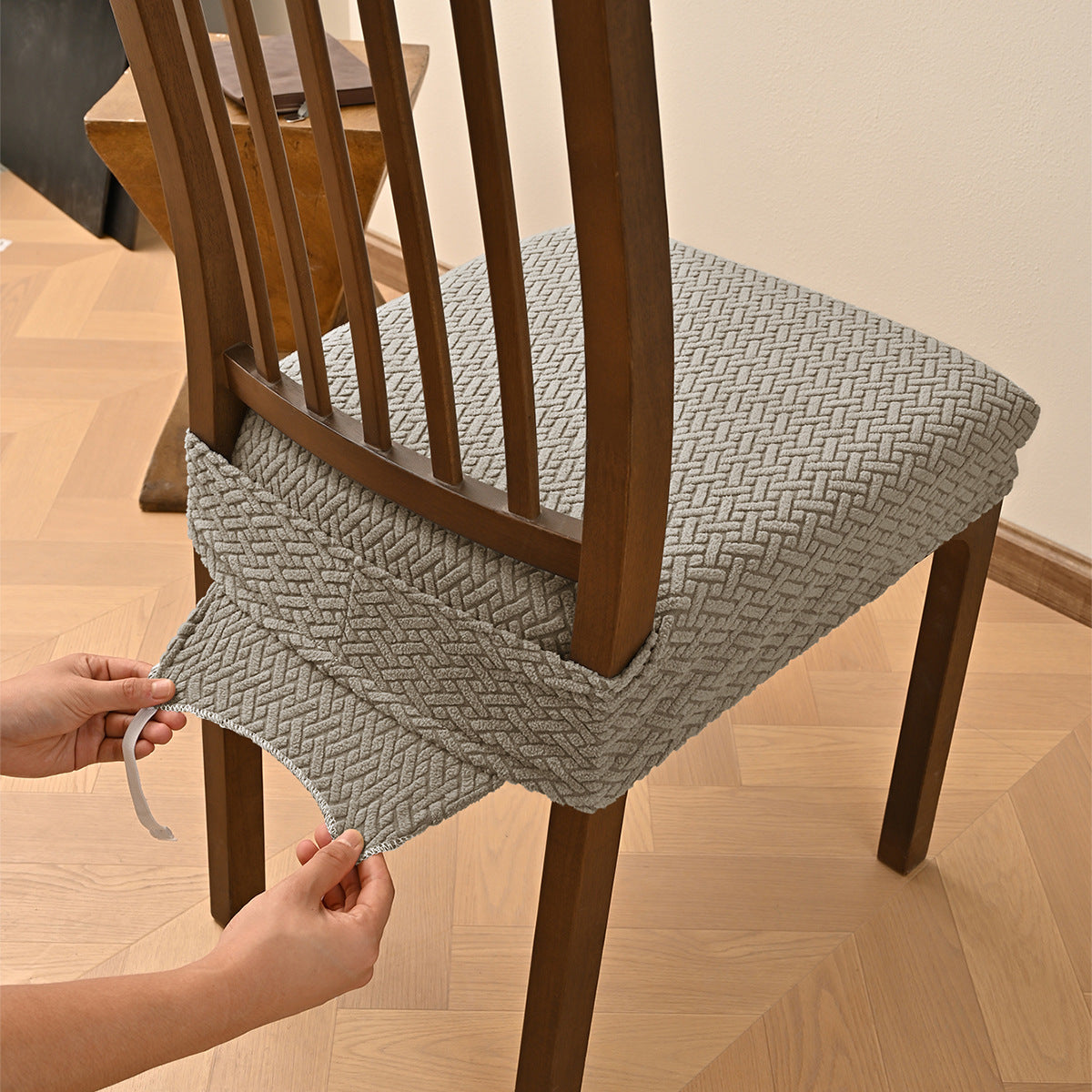 Stretch Jacquard Dining Chair Seat Cover | Dual Elastic Fit