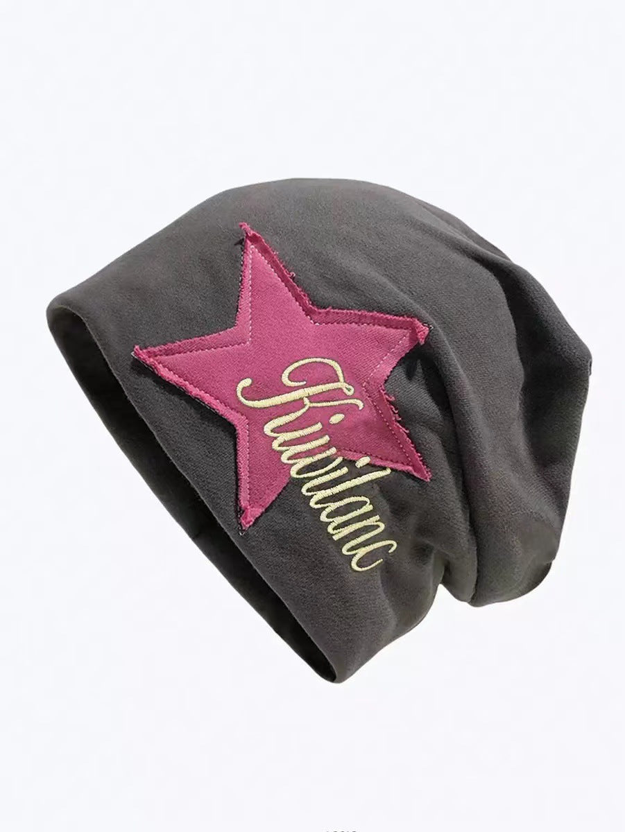 Women's Slouchy Star Patch Beanie | Vintage Cotton Hat