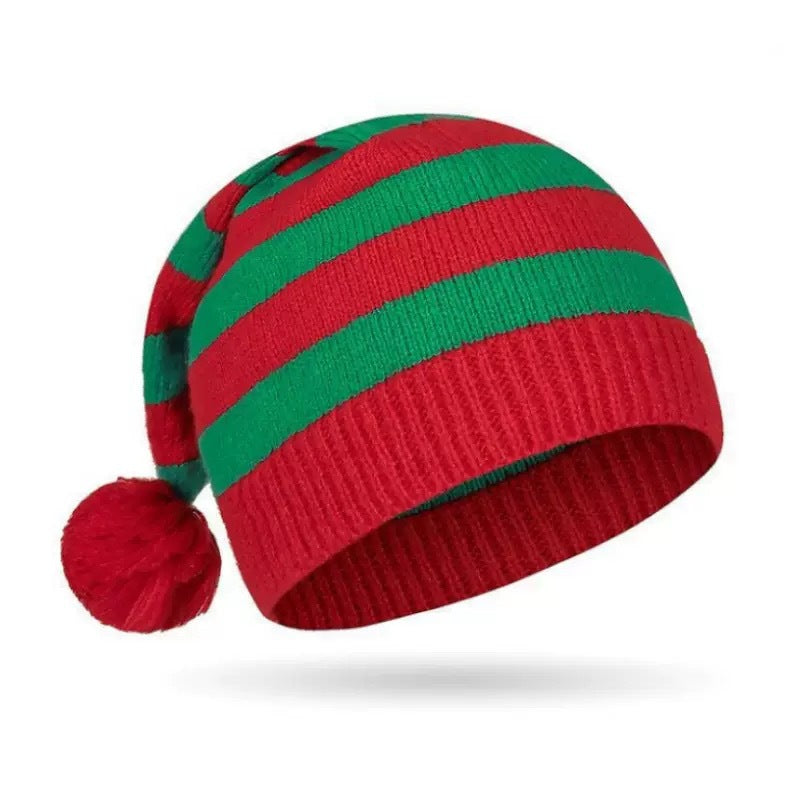 Christmas Knit Beanie Hat for Adults – Festive Tree & Striped Pom-Pom Styles