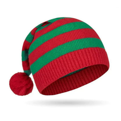 Christmas Knit Beanie Hat for Adults – Festive Tree & Striped Pom-Pom Styles