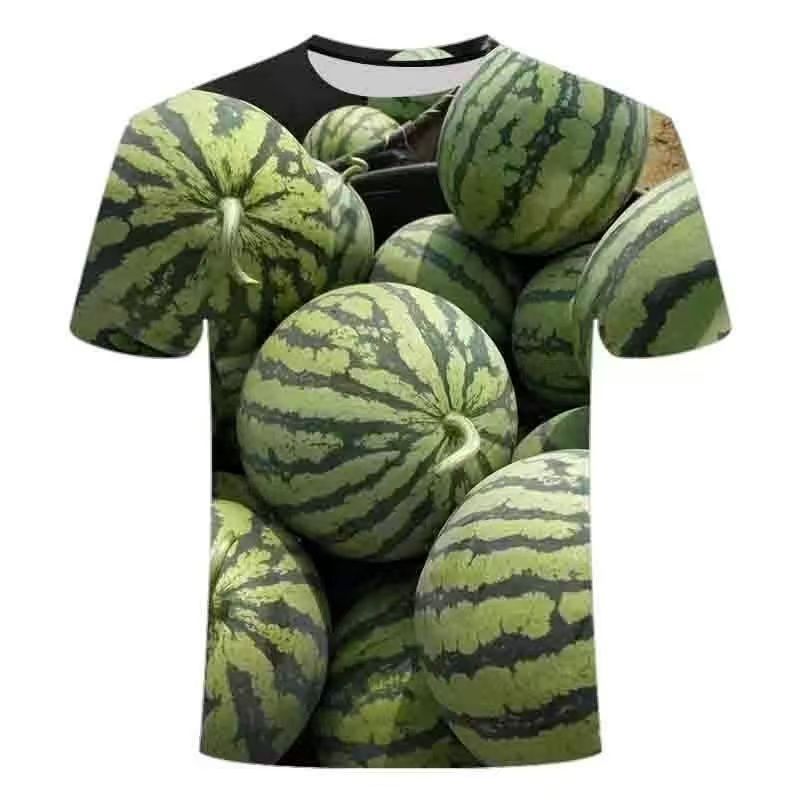 3D Watermelon Print Unisex Summer Casual Graphic T-Shirt
