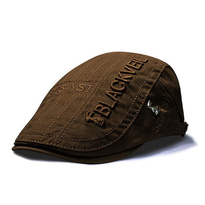 Embroidered Adjustable Flat Cap for Men